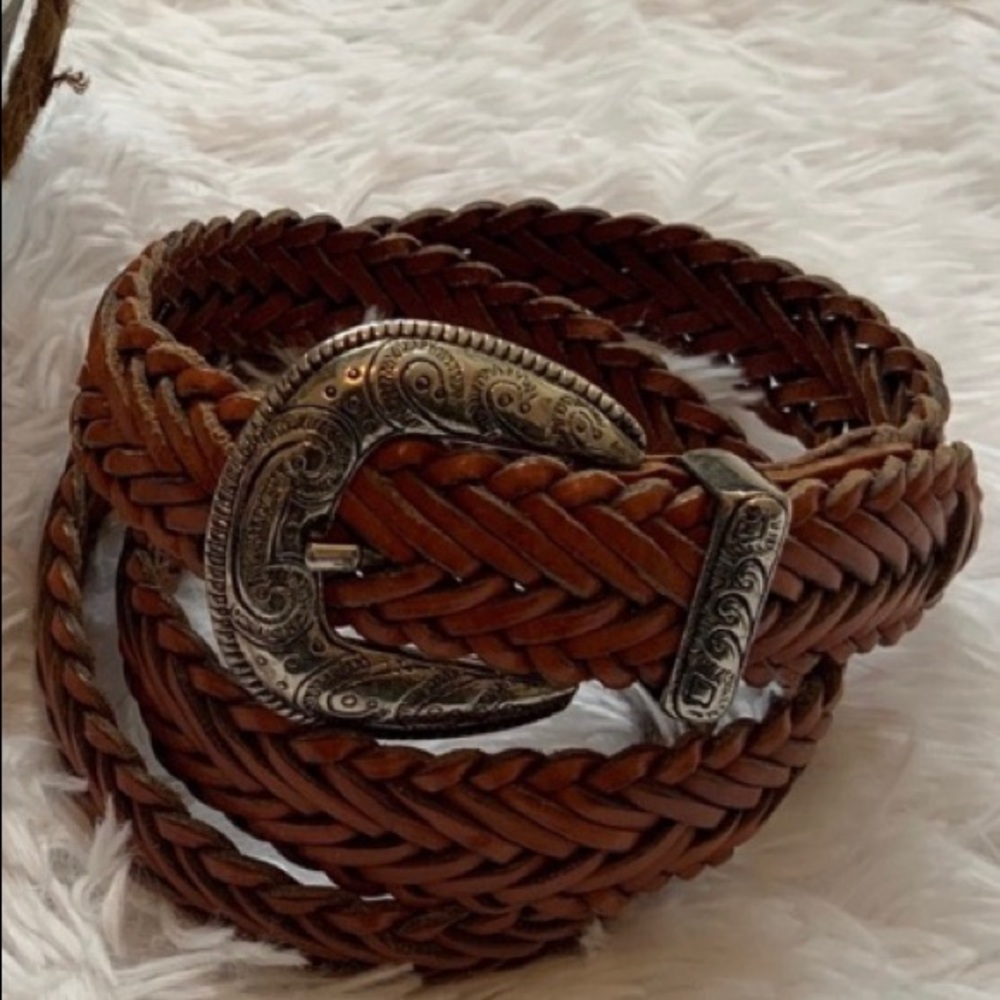 Usmeco Brown leather Western braided belt